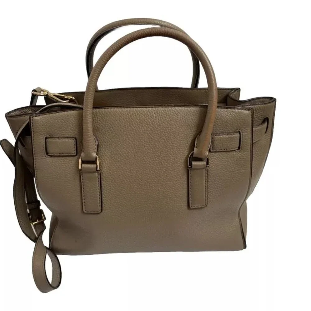 Michael Kors Handbag Tote Taupe Satchel Leather Tote ShoulderBag Purse Crossbody